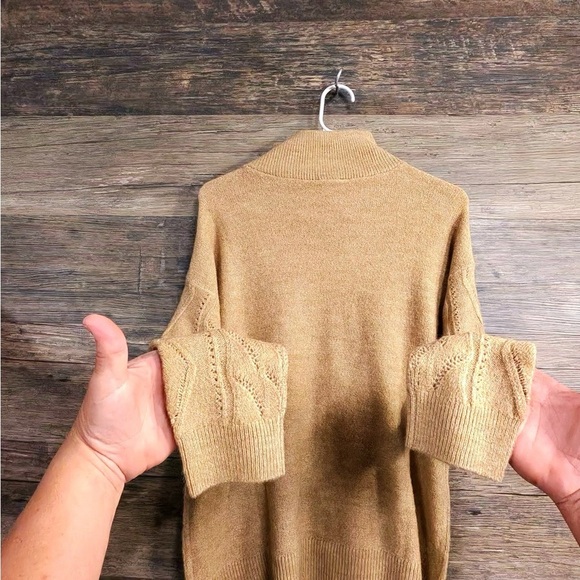 Talbots Tan Camel Half Zip Mock Neck Sweater - Picture 3 of 9